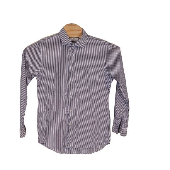 Jill Sander‎ Uniqlo +J Long Sleeve Blue/White Stripped Button Up Shirt Size L - Picture 1 of 5